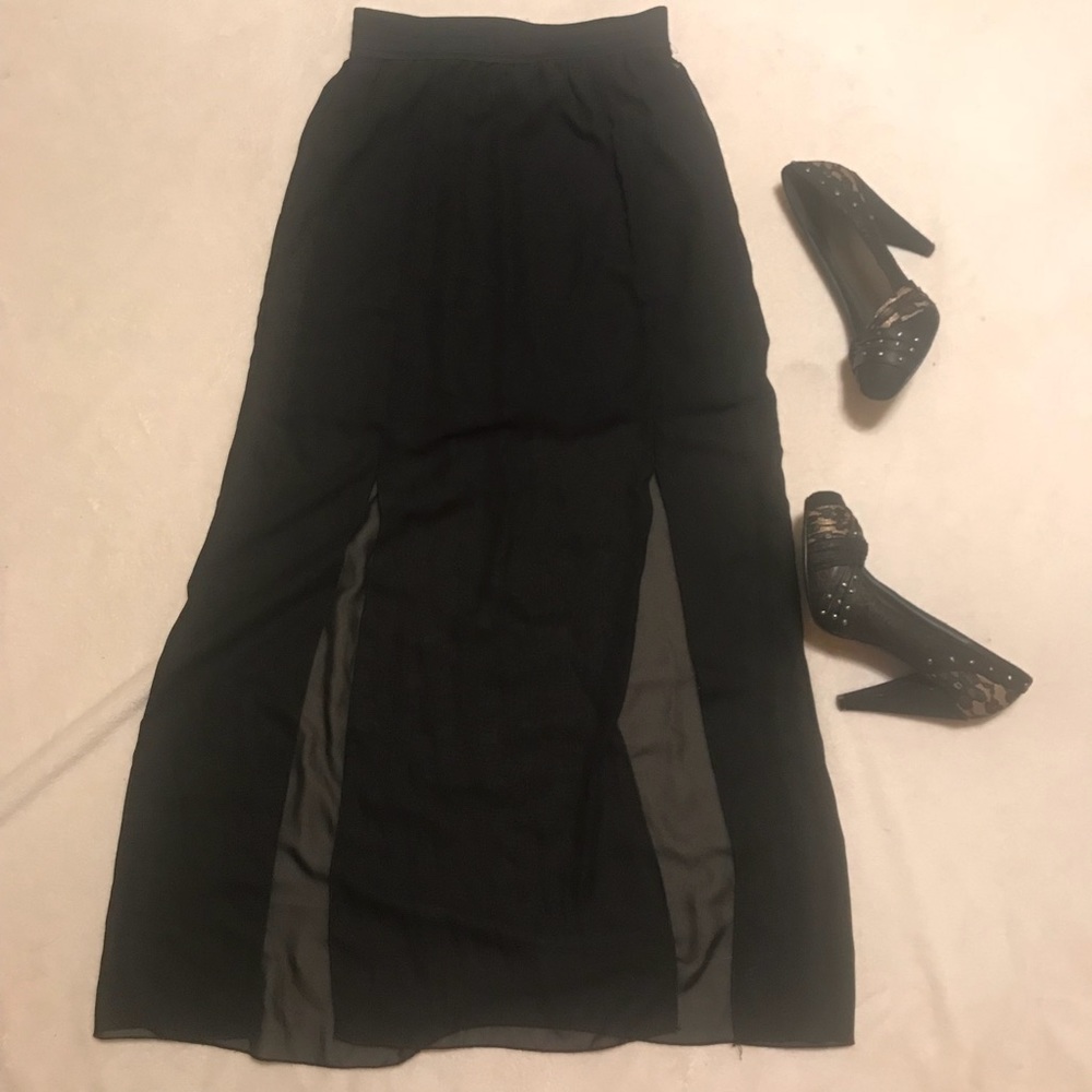 Black Maxi Skirt with Slits